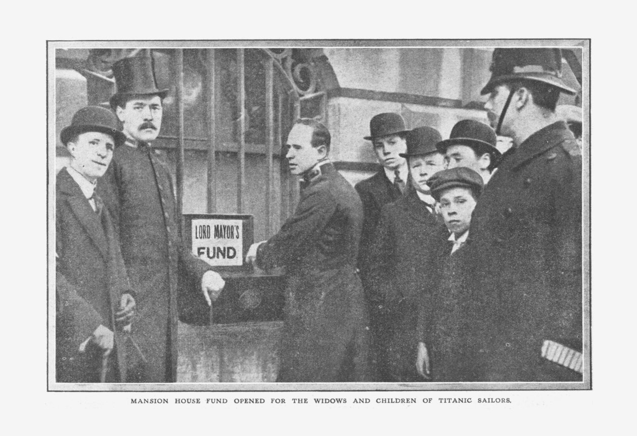 Mansion House Fund åbnet for Titanic Sailors enker og børn, 20. april 1912. af Unbekannt