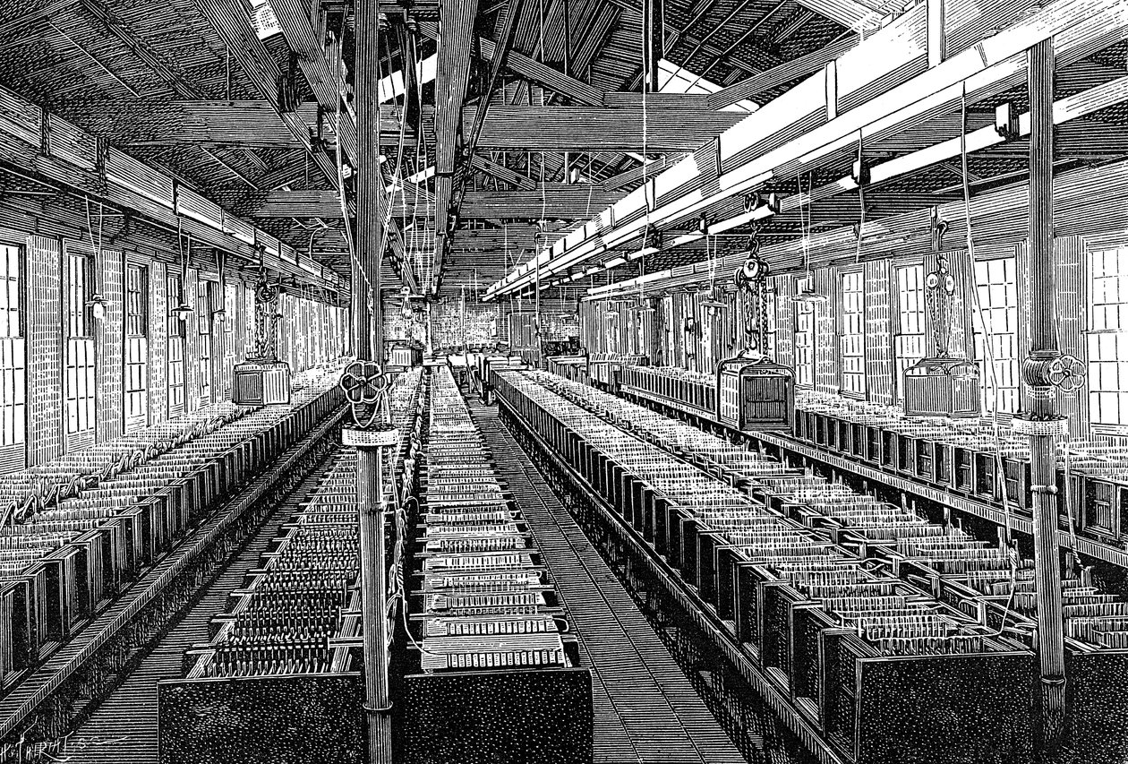 Fremstilling af elektriske batterier, USA, 1887 af Unbekannt