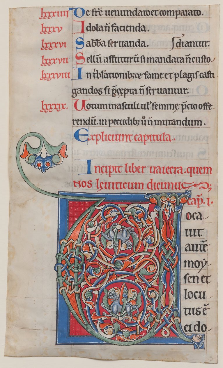 Manuskriptbelysning med initial V, fra en bibel, ca. 1175-95. af Unbekannt