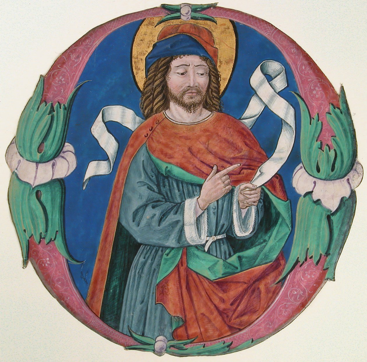 Manuskriptbelysning med en helgenfigur i initial O, italiensk, ca. 1480. af Unbekannt