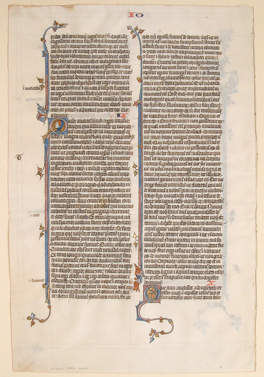 Manuskriptblad fra en bibel, ca. 1280-1300. af Unbekannt