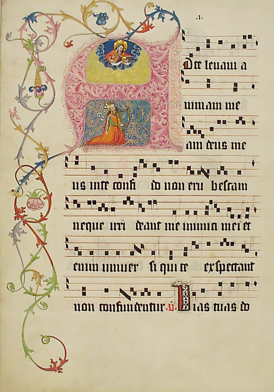 Manuskriptblad med Initial A, fra et Gradual, tysk, andet kvartal 1400-tallet. af Unbekannt