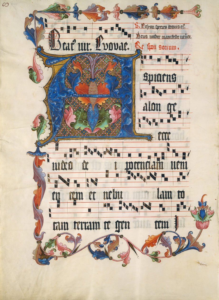 Manuskriptblad med Initial A, fra et antifonarium, tysk, ca. 1425-50. af Unbekannt