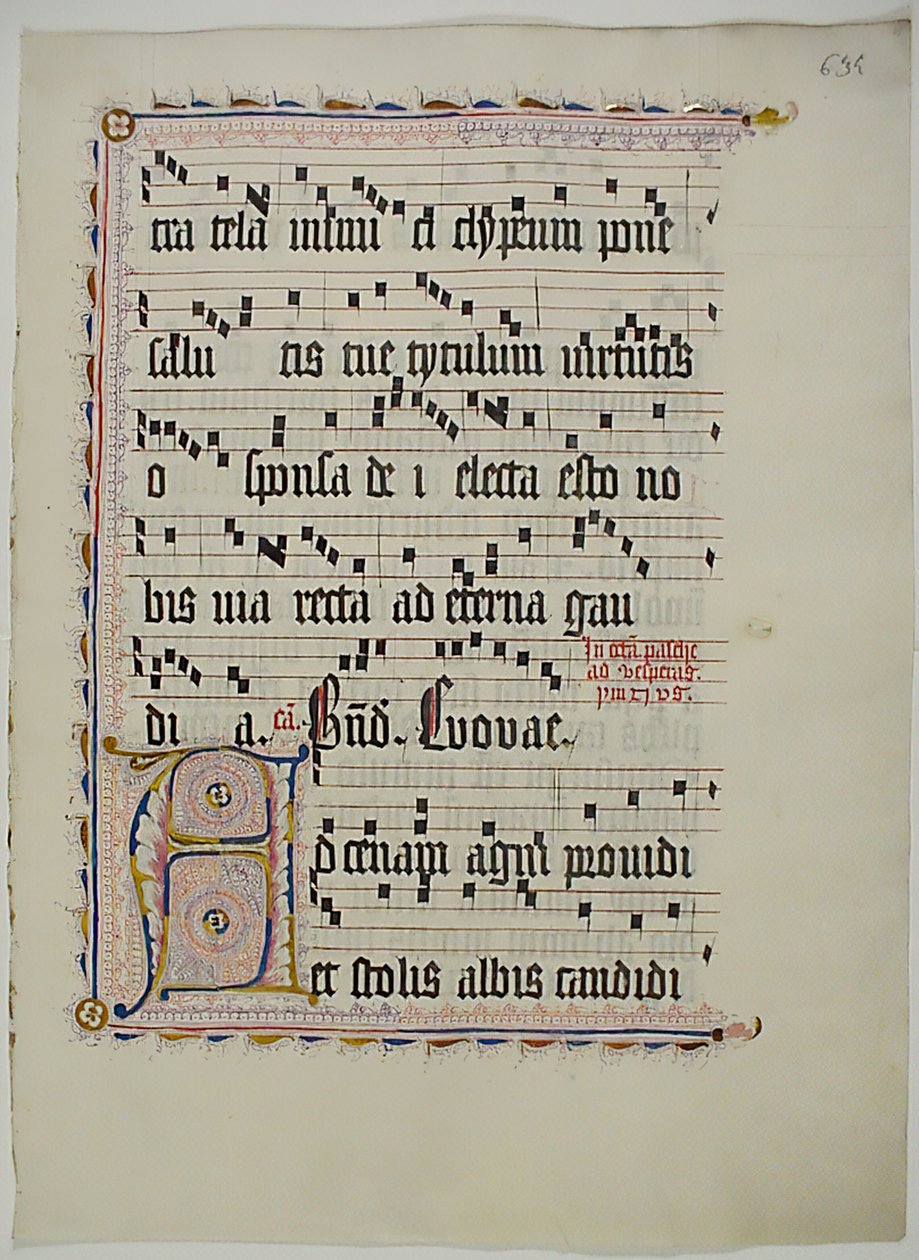 Manuskriptblad med Initial A, fra et antifonarium, tysk, andet kvartal 1400-tallet. af Unbekannt