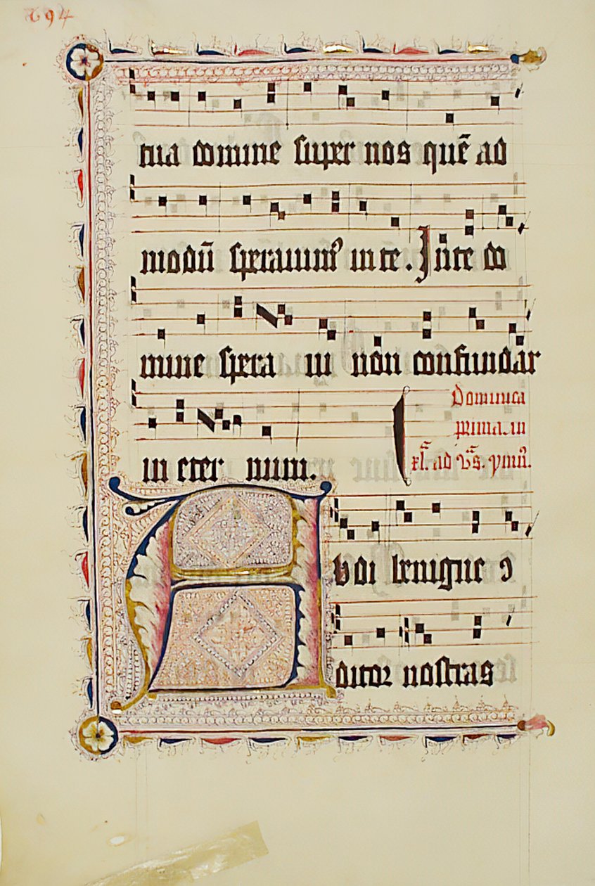 Manuskriptblad med Initial A, fra et antifonarium, tysk, andet kvartal 1400-tallet. af Unbekannt
