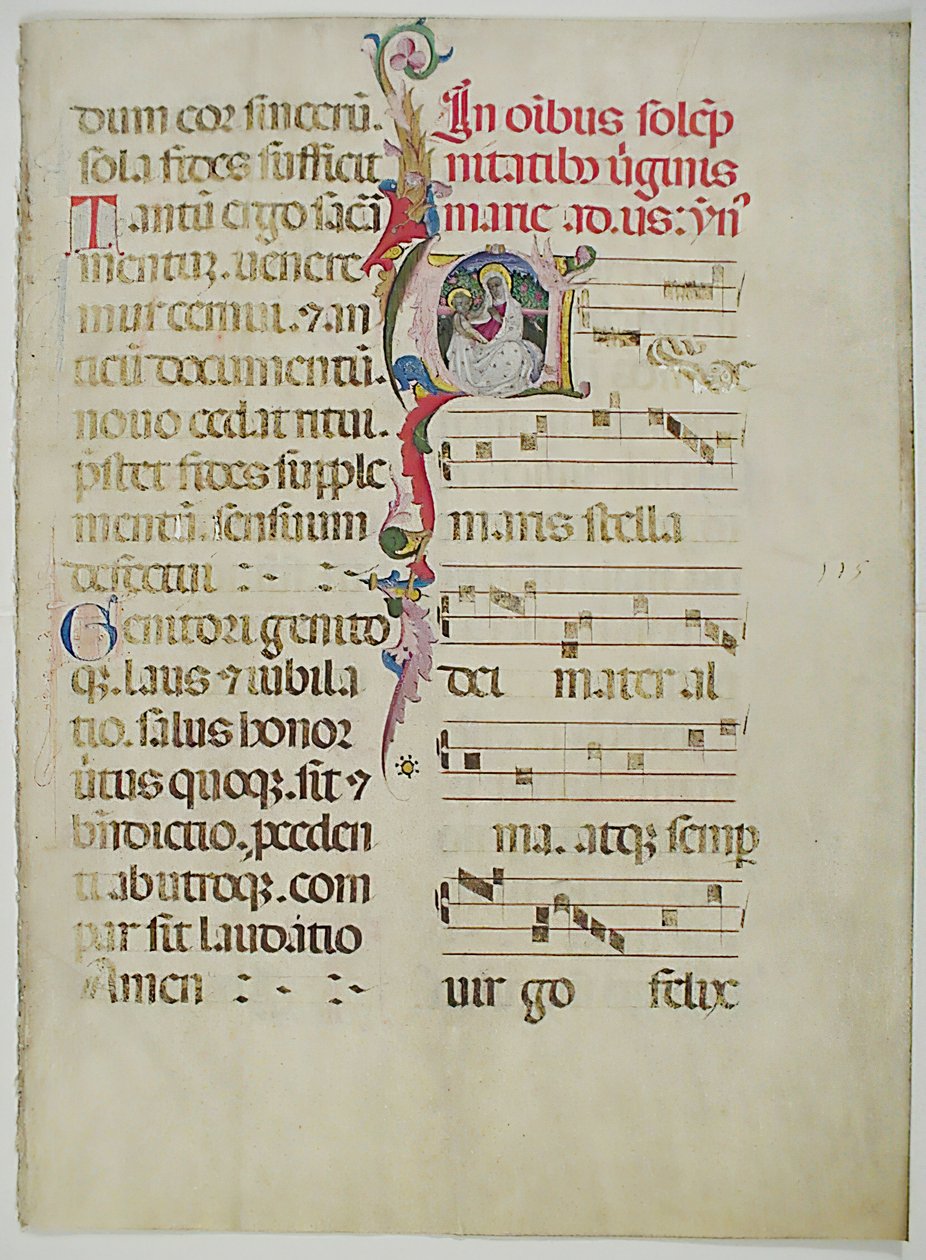 Manuskriptblad med Initial A, fra et antifonarium, italiensk, 1400-tallet. af Unbekannt