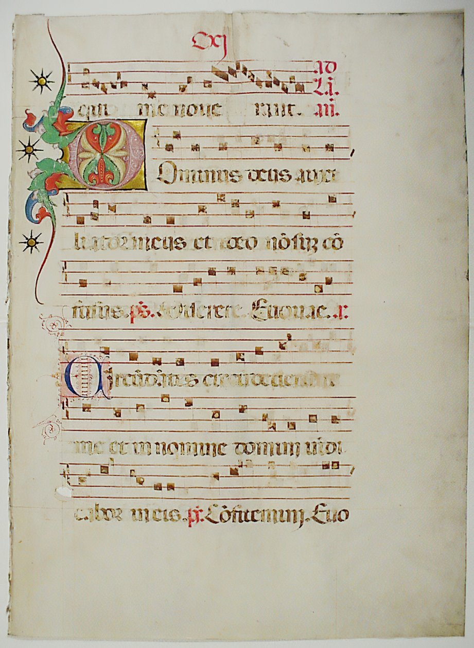 Manuskriptblad med initial D, fra et antifonarium, italiensk, 1400-tallet. af Unbekannt