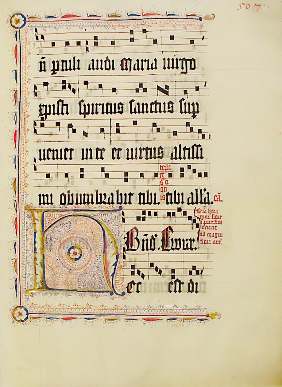 Manuskriptblad med initial H, fra et antifonarium, tysk, andet kvartal 1400-tallet. af Unbekannt