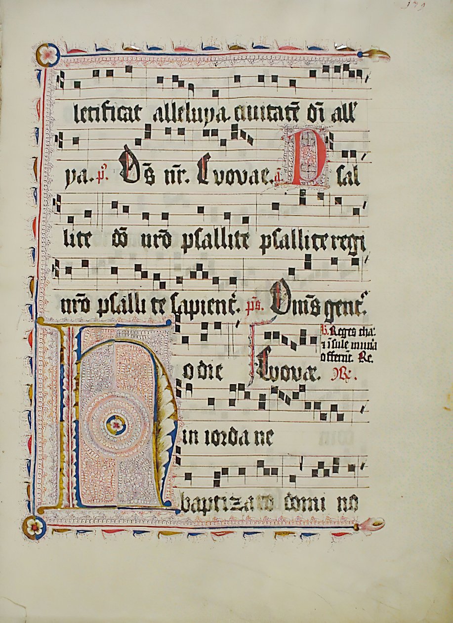Manuskriptblad med initial H, fra et antifonarium, tysk, andet kvartal 1400-tallet. af Unbekannt