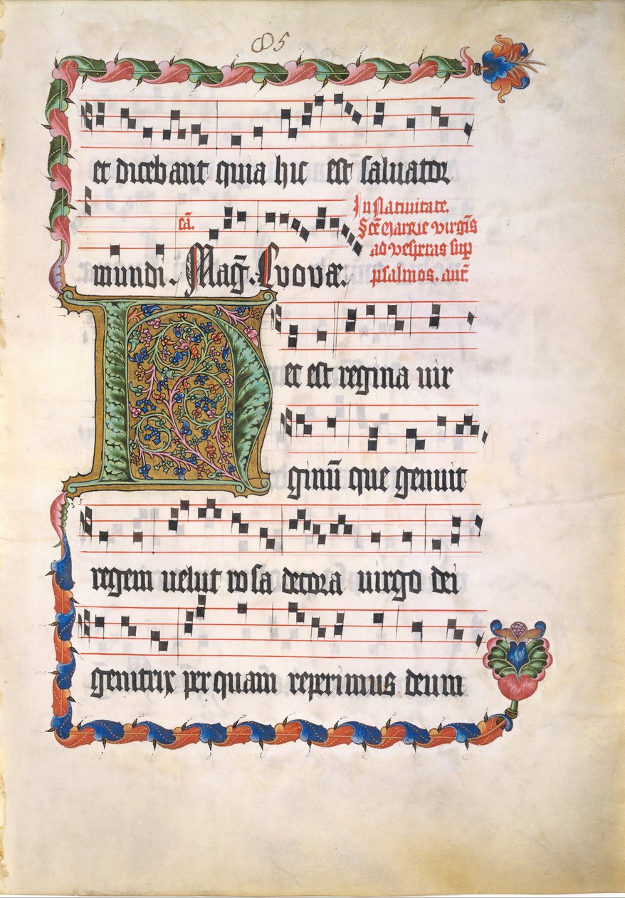 Manuskriptblad med initial H, fra et antifonarium, tysk, andet kvartal 1400-tallet. af Unbekannt