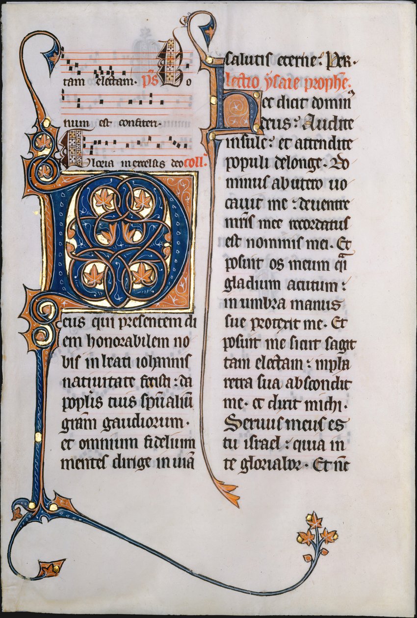 Manuskriptblad med initial M, fra et Missal, fransk, ca. 1290. af Unbekannt