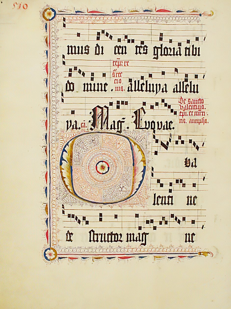 Manuskriptblad med initial O, fra et antifonarium, tysk, andet kvartal 1400-tallet. af Unbekannt