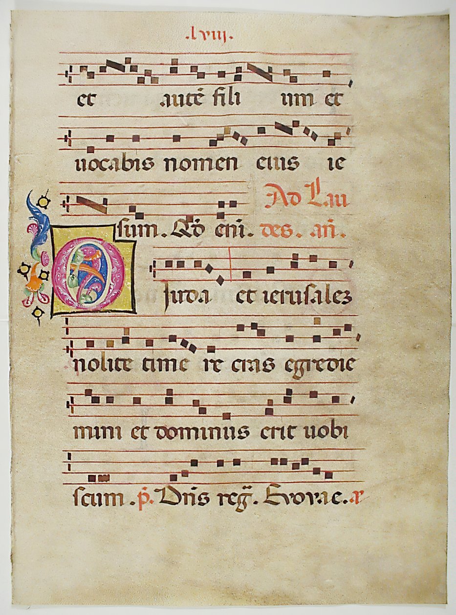 Manuskriptblad med initial O, fra et antifonarium, italiensk, 1400-tallet. af Unbekannt