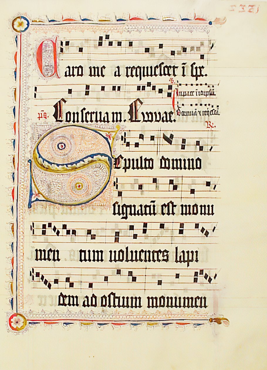 Manuskriptblad med initial S, fra et antifonarium, tysk, andet kvartal 1400-tallet. af Unbekannt