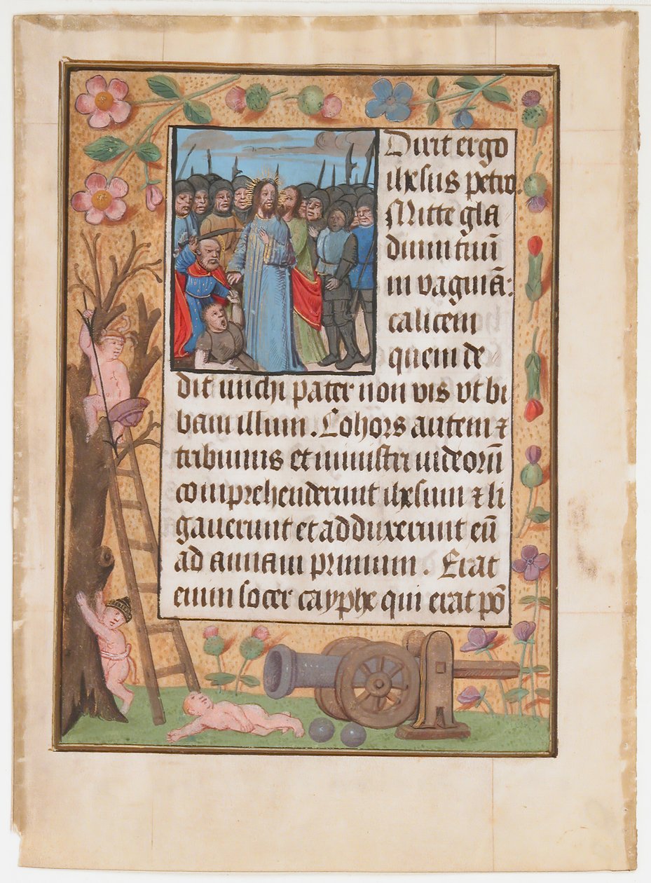 Manuskriptblad med forræderiet, fra en timebog, ca. 1500. af Unbekannt