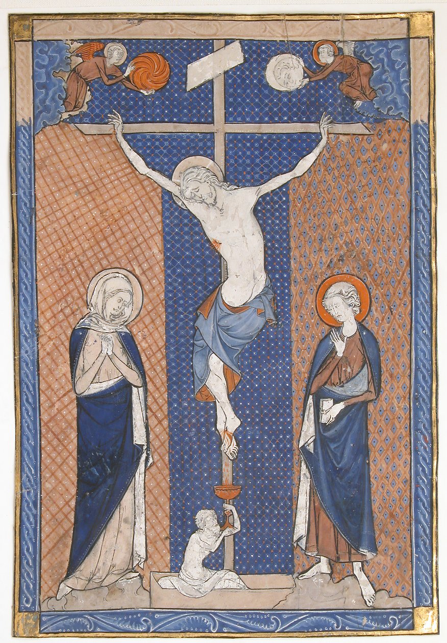 Manuskriptblad med korsfæstelsen, fra et missal, fransk, ca. 1270-80. af Unbekannt