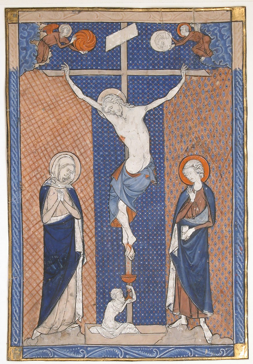 Manuskriptblad med korsfæstelsen, fra et missal, ca. 1270-80. af Unbekannt