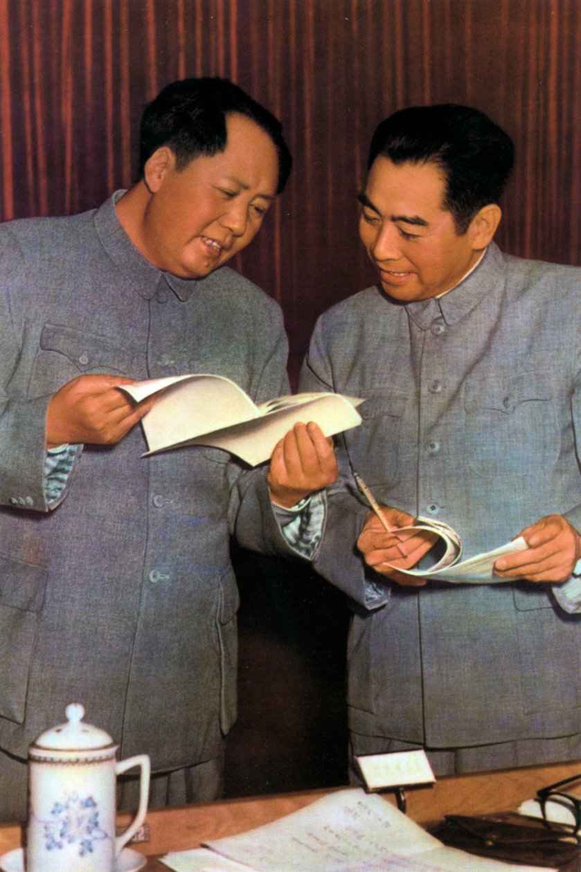 Mao Zedong og Zhou Enlai, kinesiske kommunistiske ledere, c1950