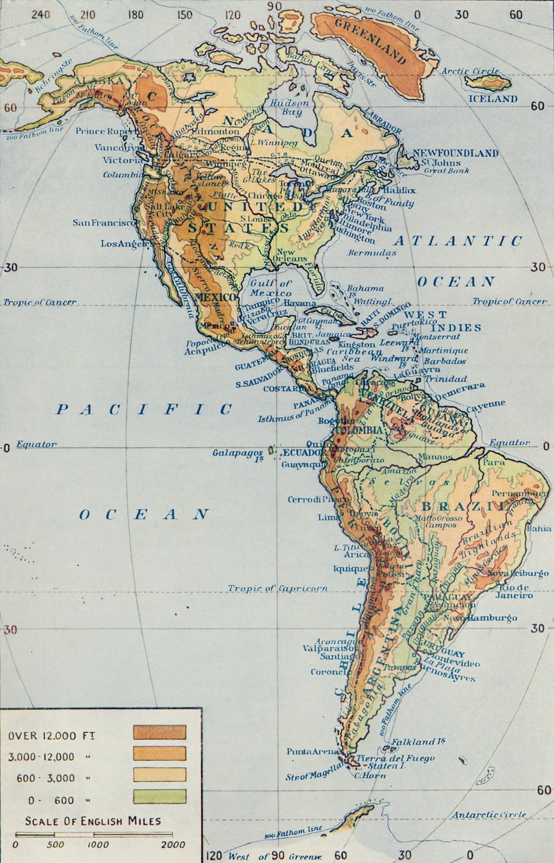 Kort - Amerikas kontinent, 1916 af Unbekannt