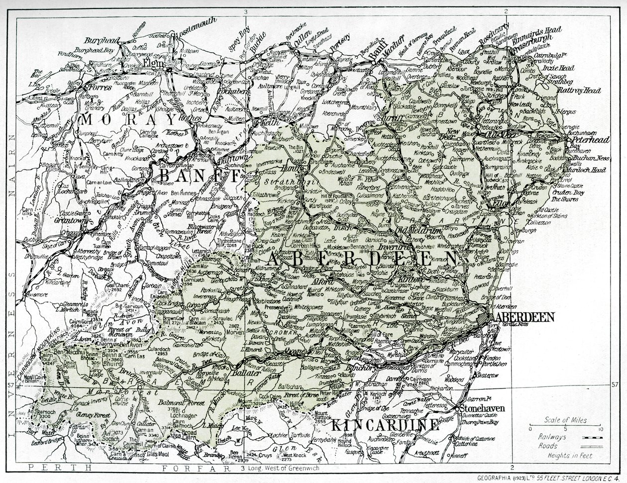 Kort over Aberdeenshire, 1924-1926 af Unbekannt