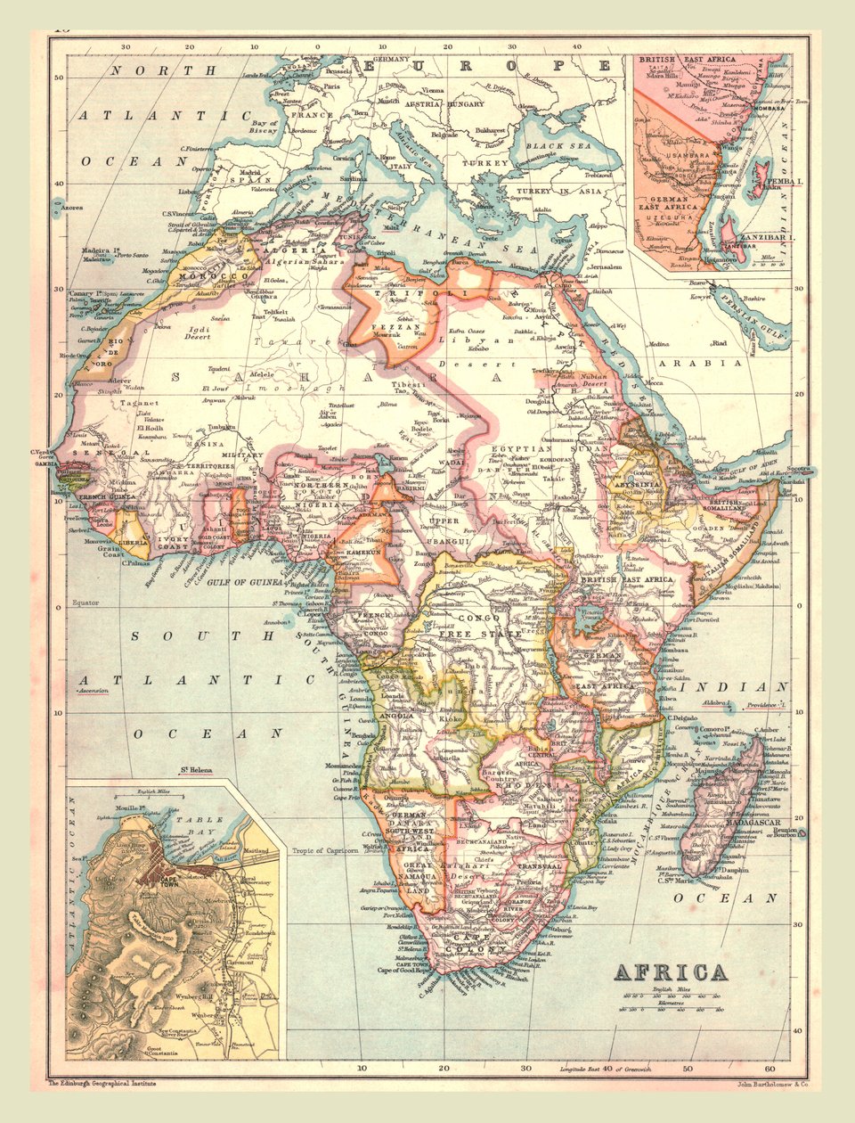 Kort over Afrika, 1902. af Unbekannt