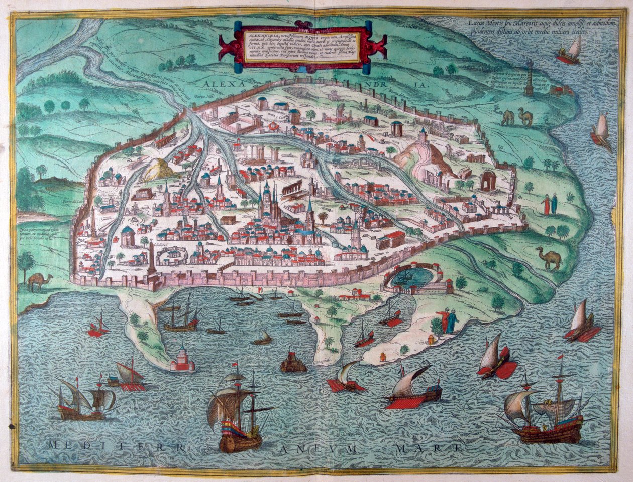 Kort over Alexandria, Egypten, 1600-tallet af Unbekannt