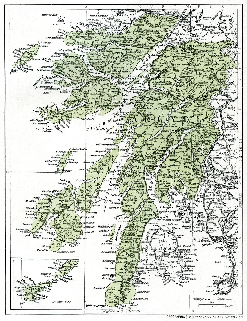 Kort over Argyllshire, 1924-1926 af Unbekannt