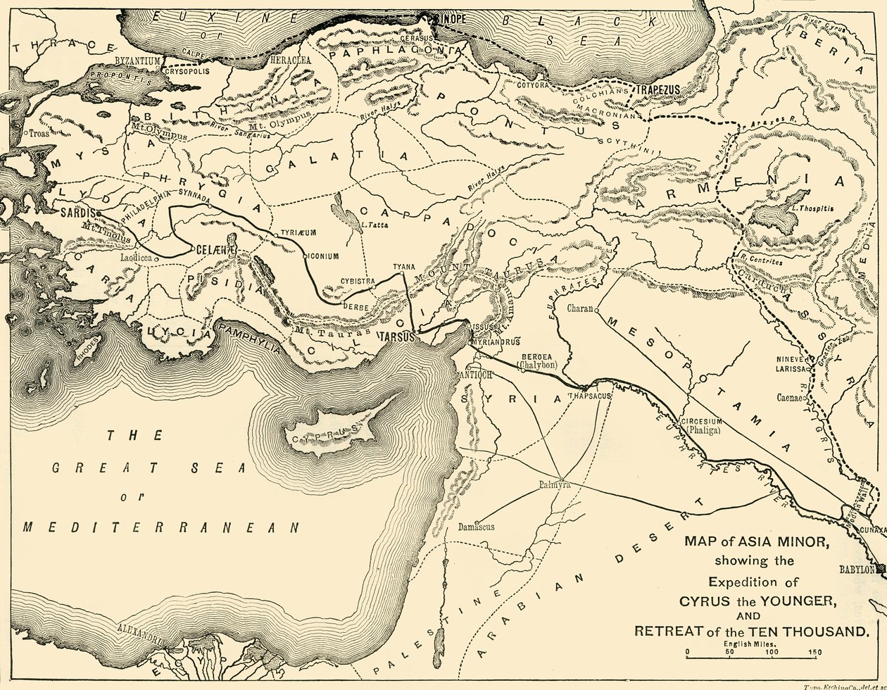 Kort over Lilleasien, Kyros den Yngres ekspedition og de ti tusindes tilbagetog, 1890. af Unbekannt