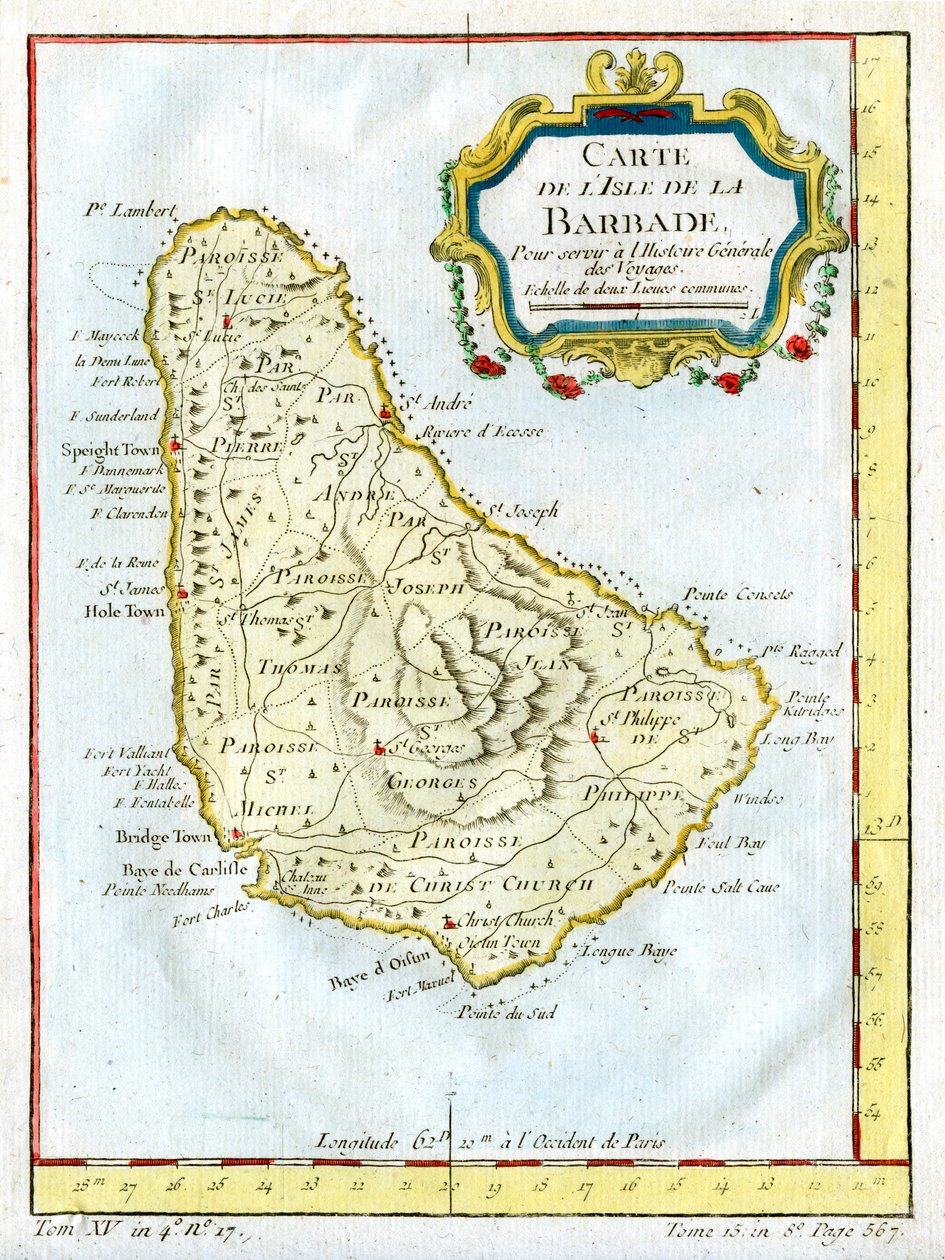 Kort over Barbados, c1764 af Unbekannt