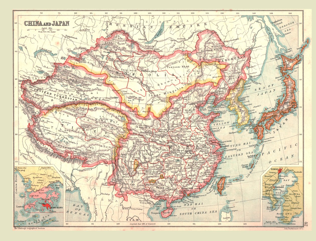 Kort over Kina og Japan, 1902. af Unbekannt
