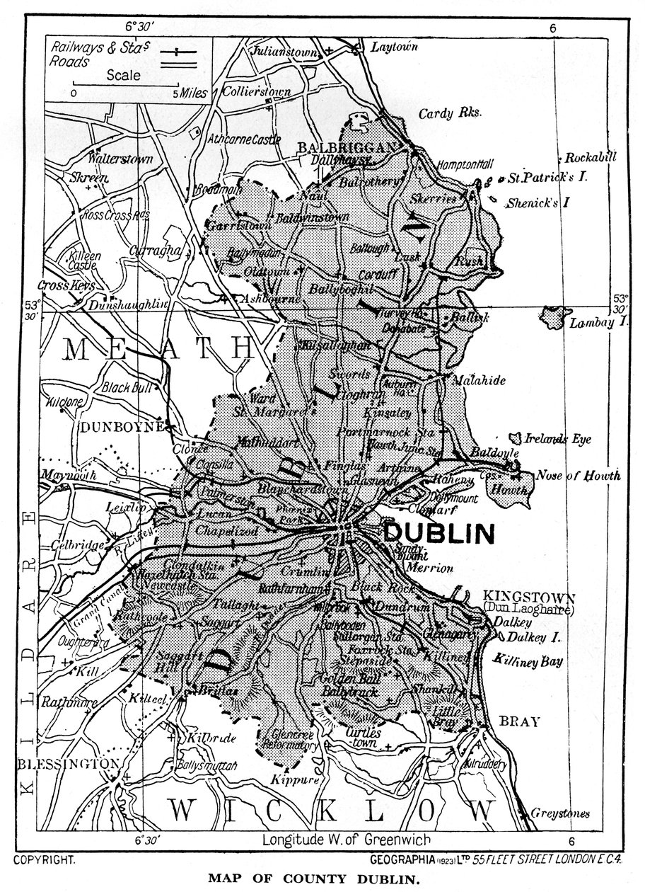 Kort over County Dublin, Irland, 1924-1926 af Unbekannt