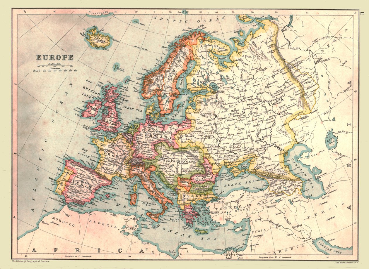 Kort over Europa, 1902. af Unbekannt