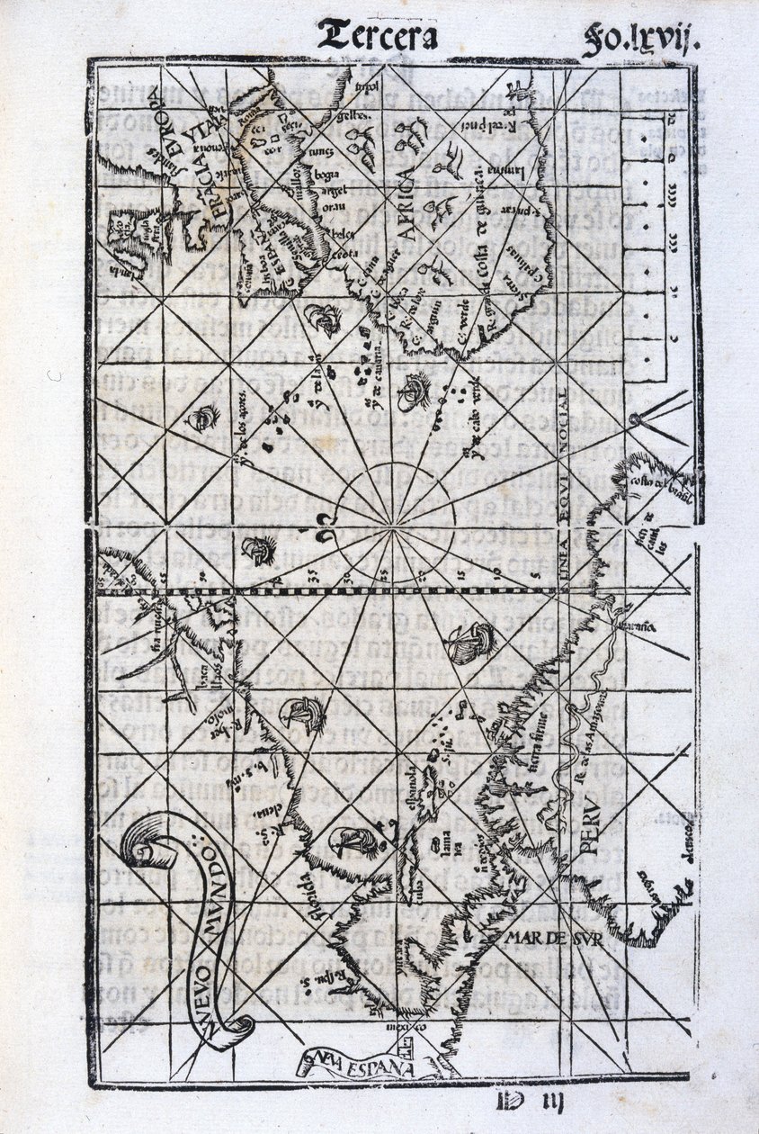 Kort over Europa, Afrika og Amerika af Unbekannt