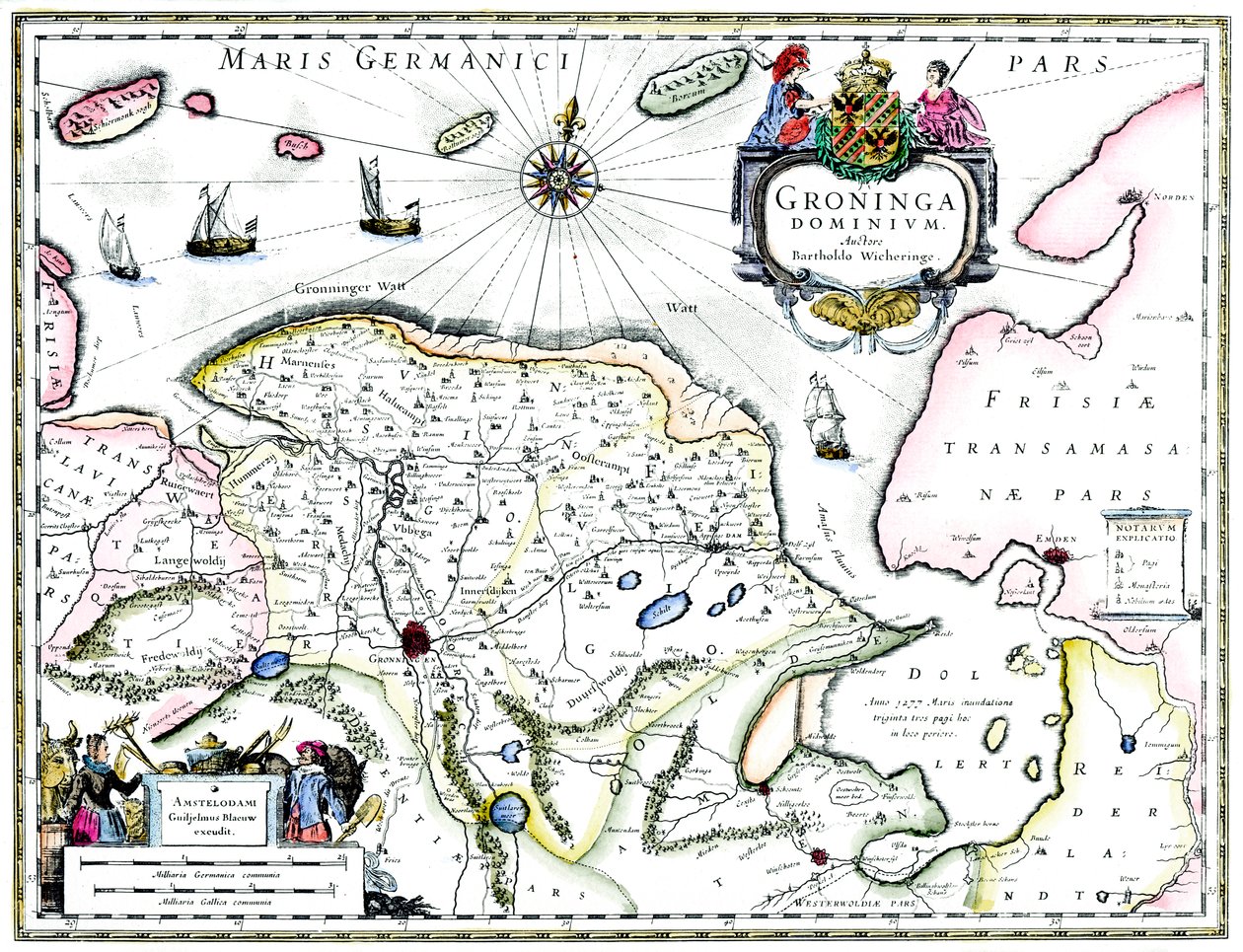 Kort over Groningen, Holland, 1600-tallet af Unbekannt