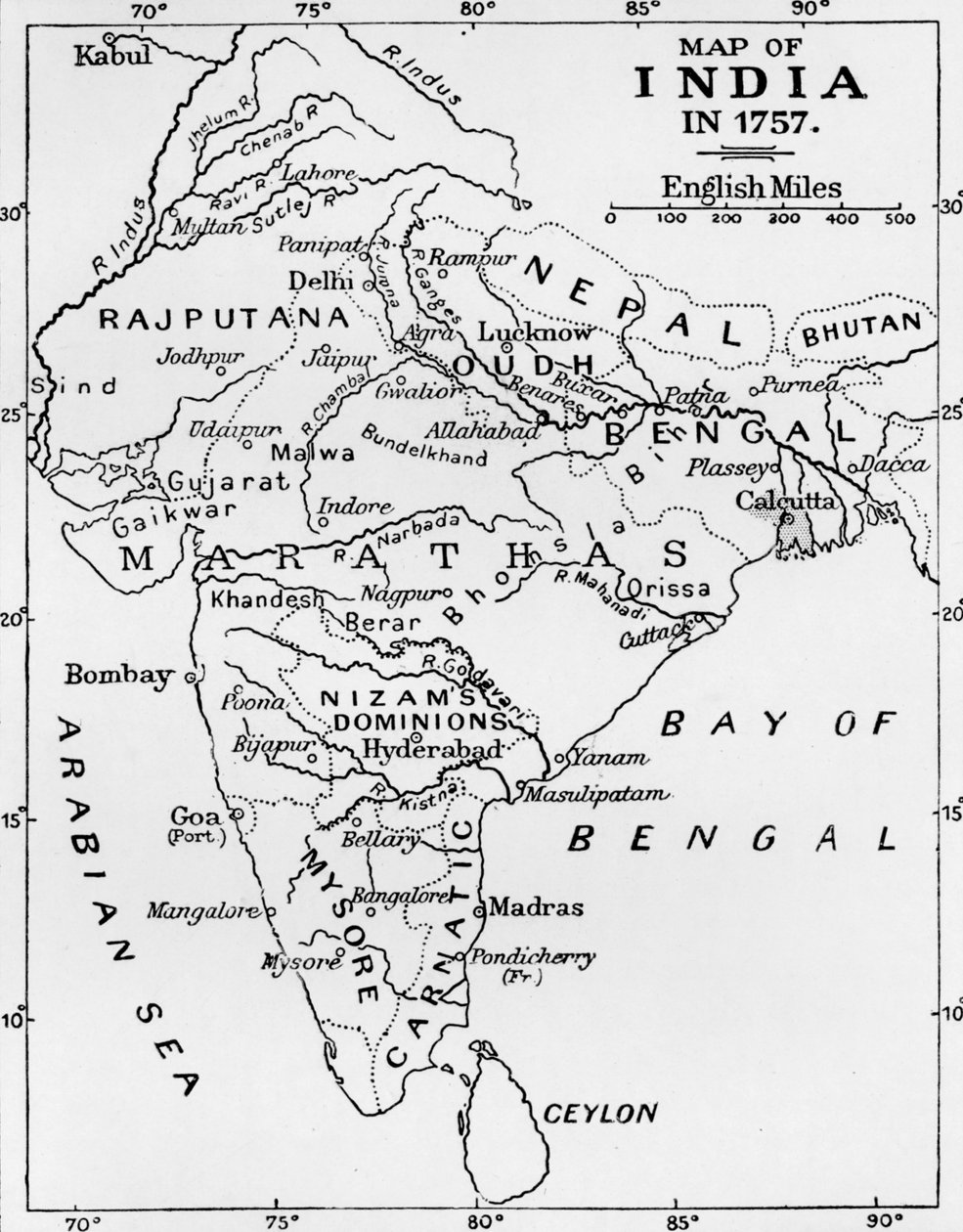 Kort over Indien i 1757, c1912 af Unbekannt