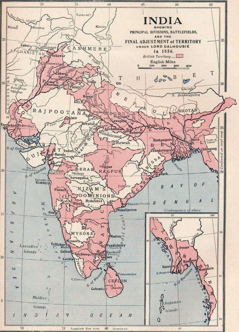 Kort over Indien i 1856 1906. af Unbekannt