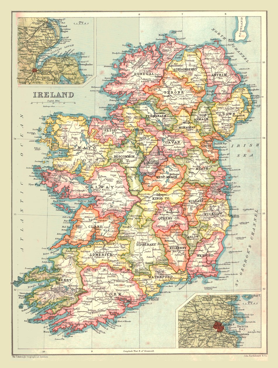 Kort over Irland, 1902. af Unbekannt