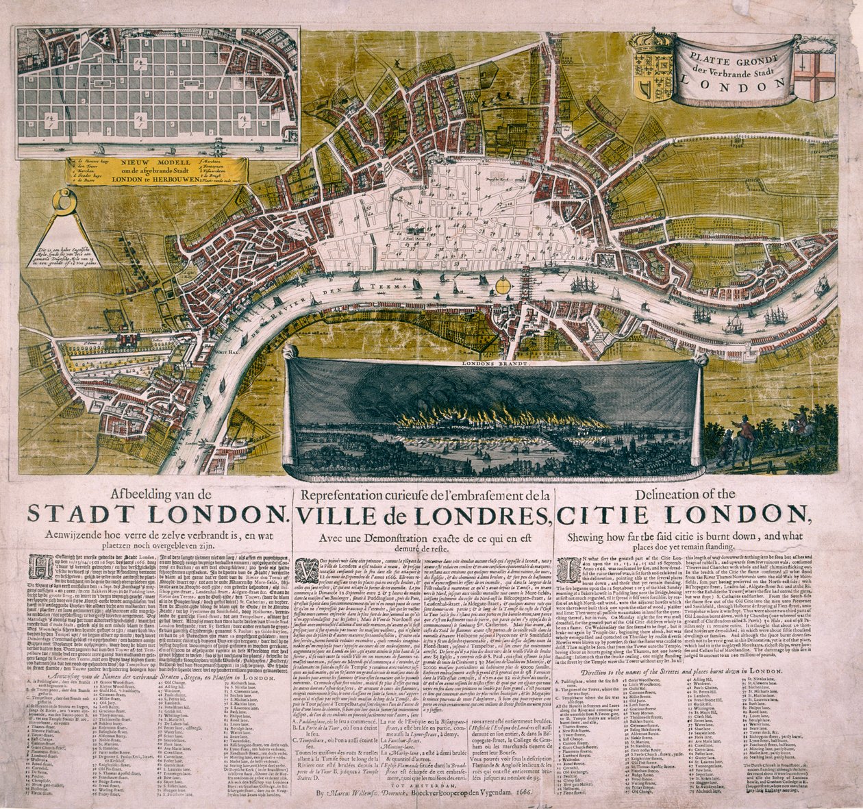 Kort over London, 1666 af Unbekannt