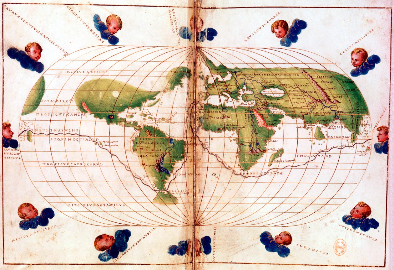 Kort over Magellans verdensrejse, 1519-1521 af Unbekannt