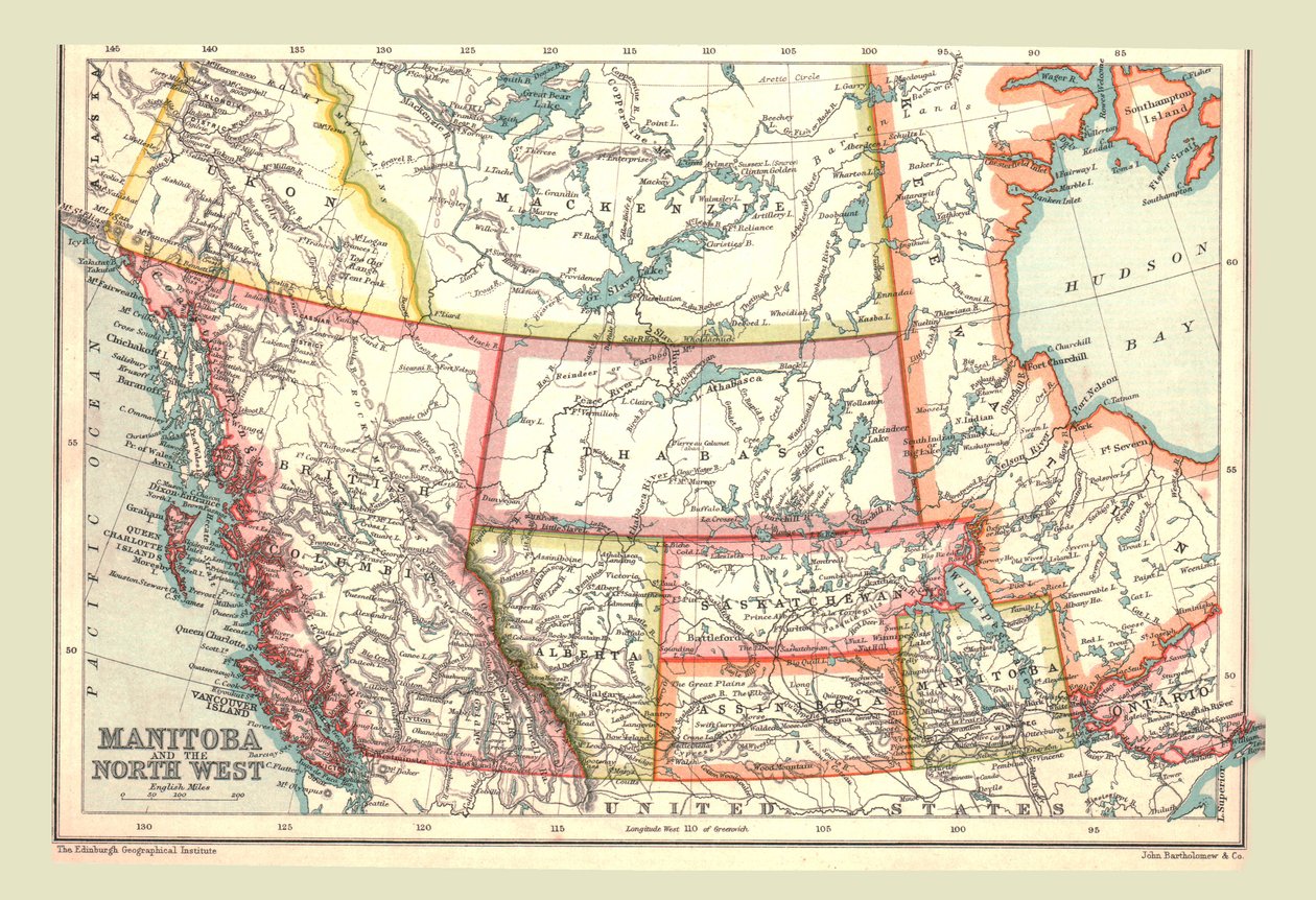Kort over Manitoba og det nordvestlige, 1902. af Unbekannt