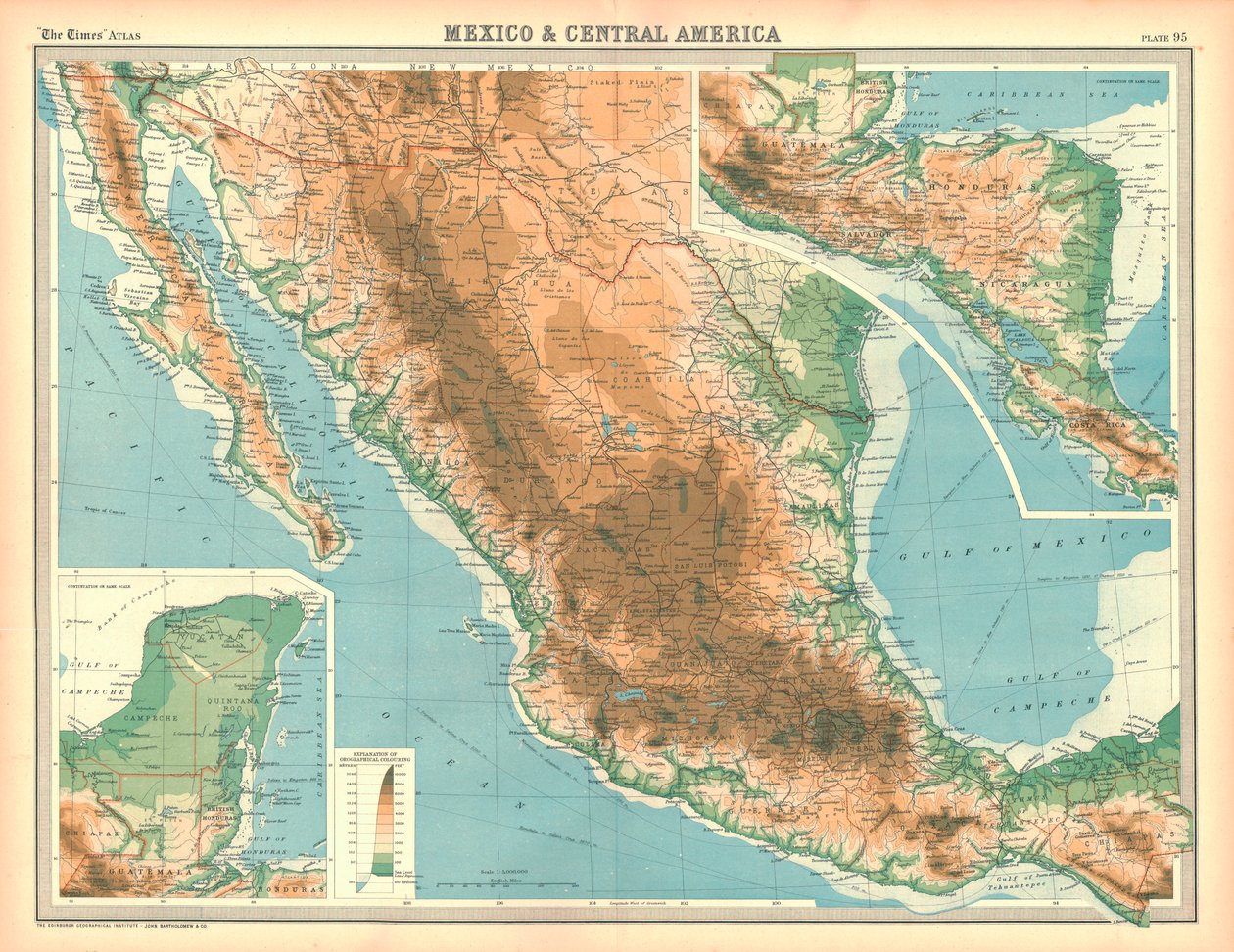 Kort over Mexico og Mellemamerika af Unbekannt