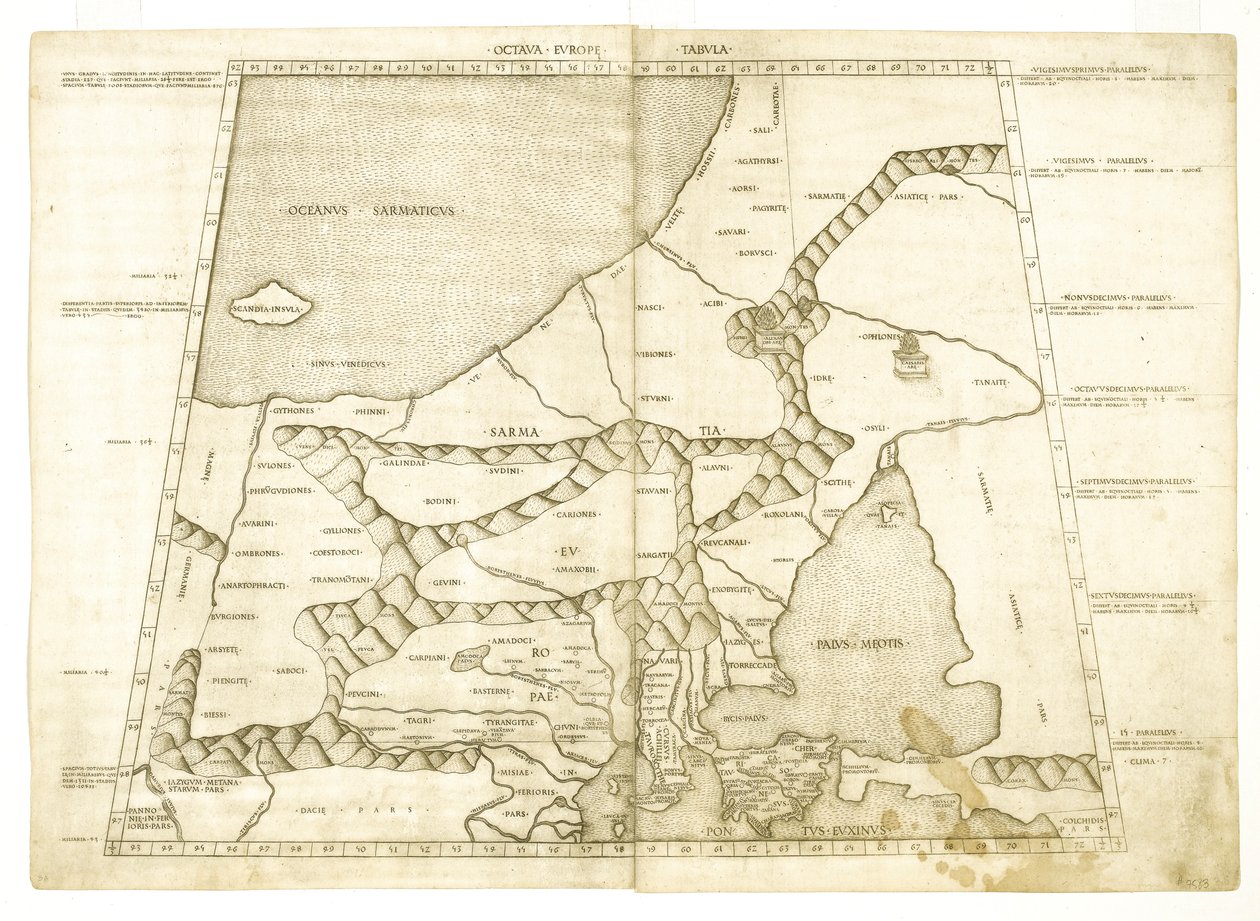 Kort over Muscovy af Ptolemy Octava Europe Tabula af Unbekannt
