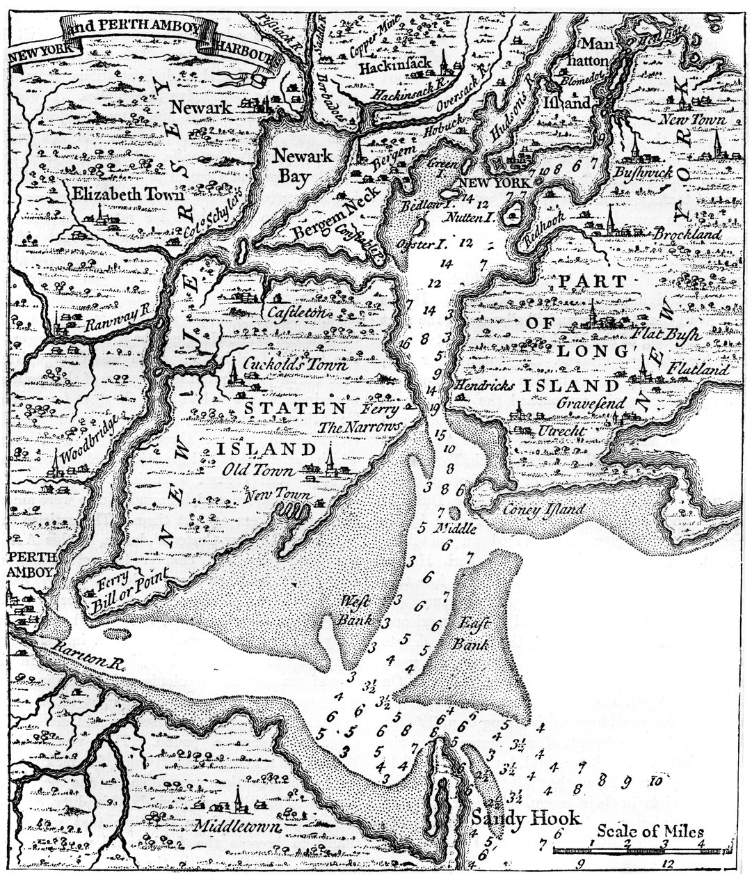 Kort over New York omkring midten af det 18. århundrede, c1880 af Unbekannt