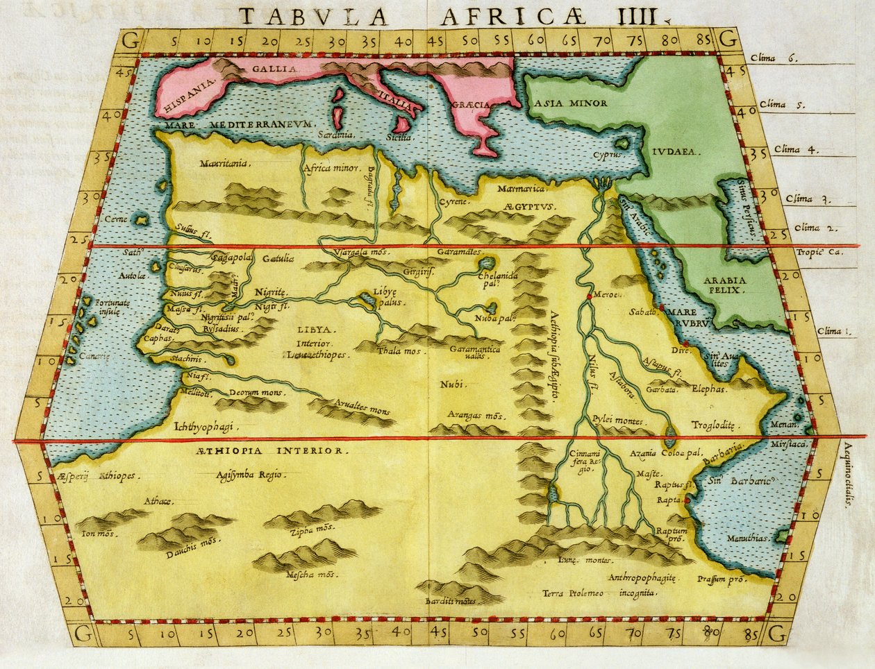 Kort over Nordafrika, c1580