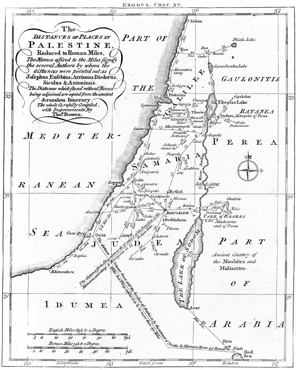 Kort over Palæstina baseret på antikke forfattere, c1830 af Unbekannt