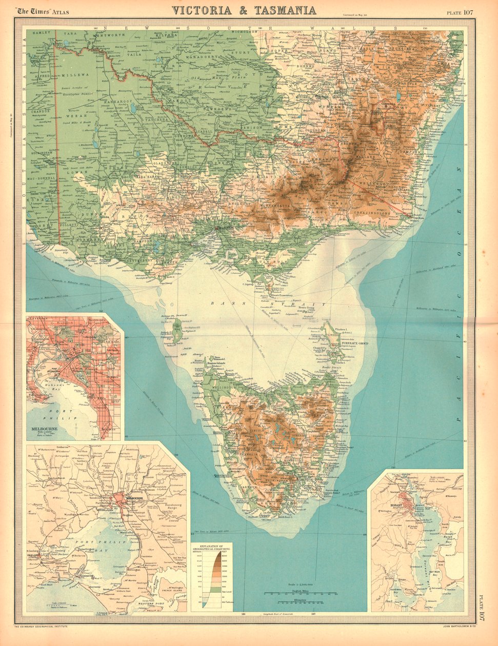 Kort over Victoria og Tasmanien af Unbekannt