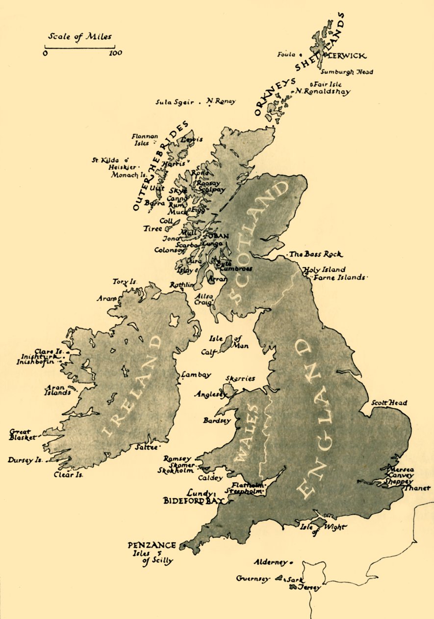 Kort over de britiske øer, 1946. af Unbekannt
