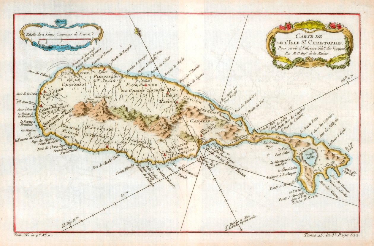 Kort over den caribiske ø St Christopher, c1764 af Unbekannt