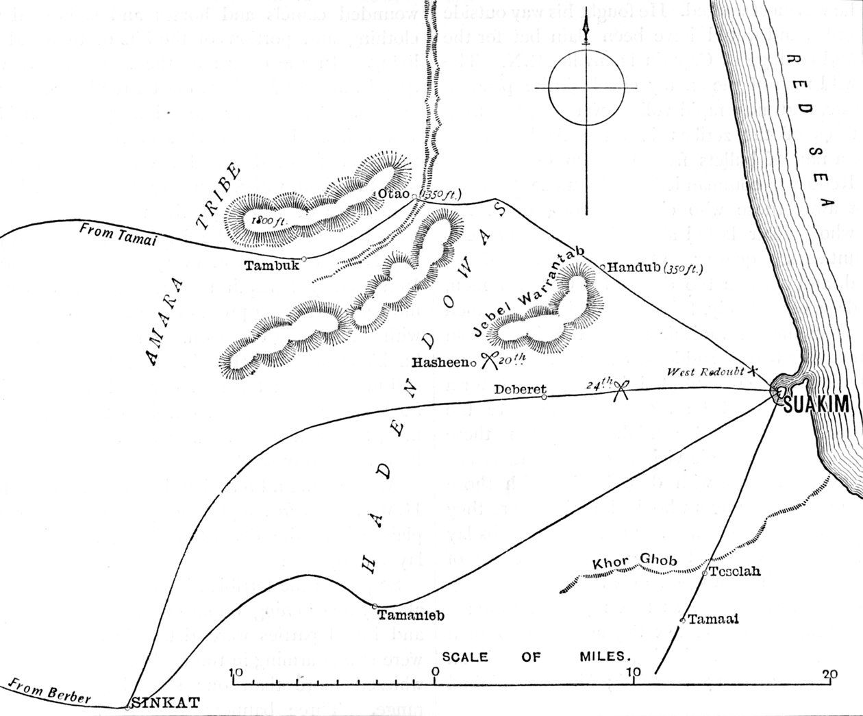 Kort over Suakims omgivelser, c1885 af Unbekannt