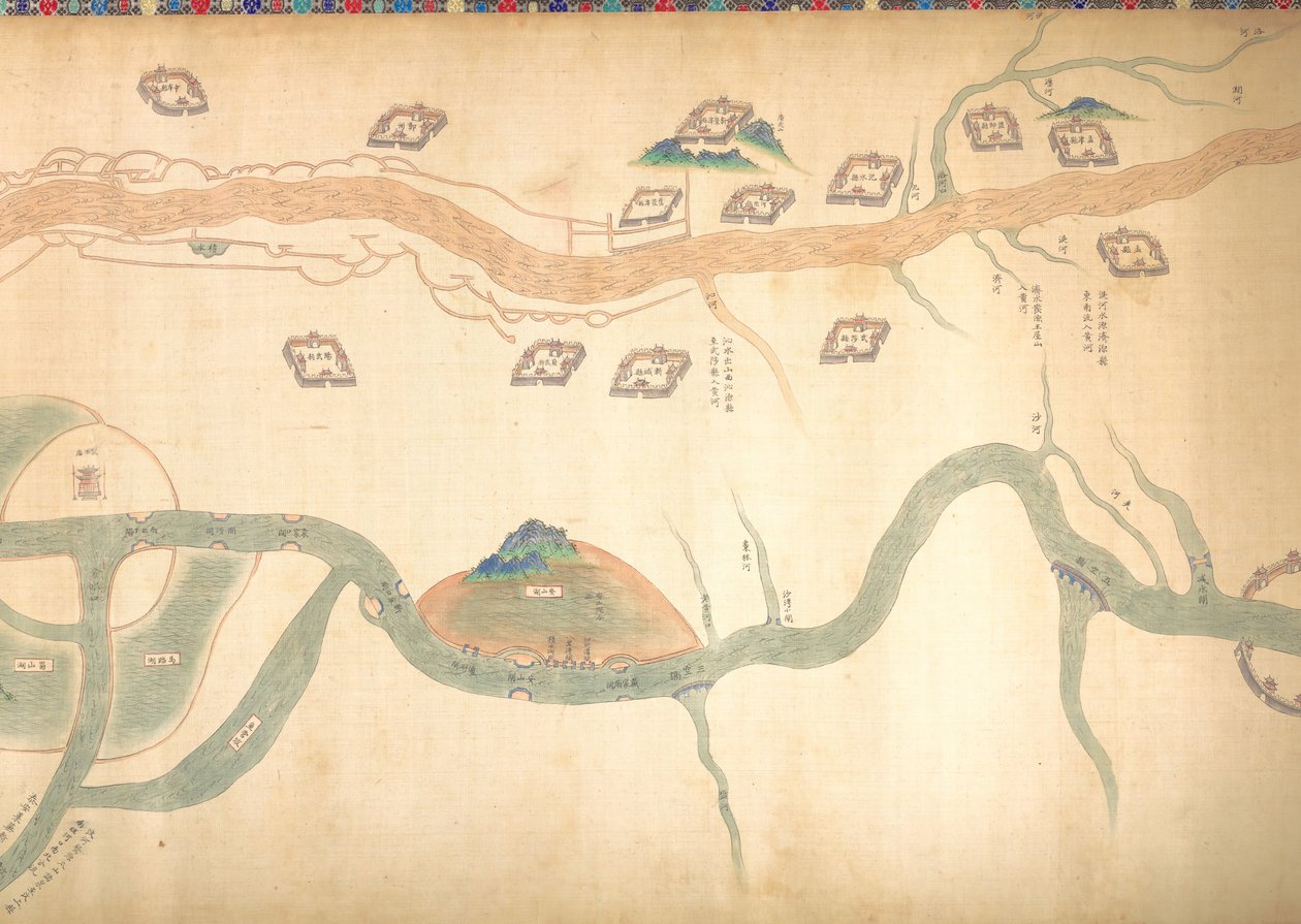 Kort over Canal Grande fra Beijing til Yangzi-floden, slutningen af det 18. eller begyndelsen af det 19. århundrede. af Unbekannt